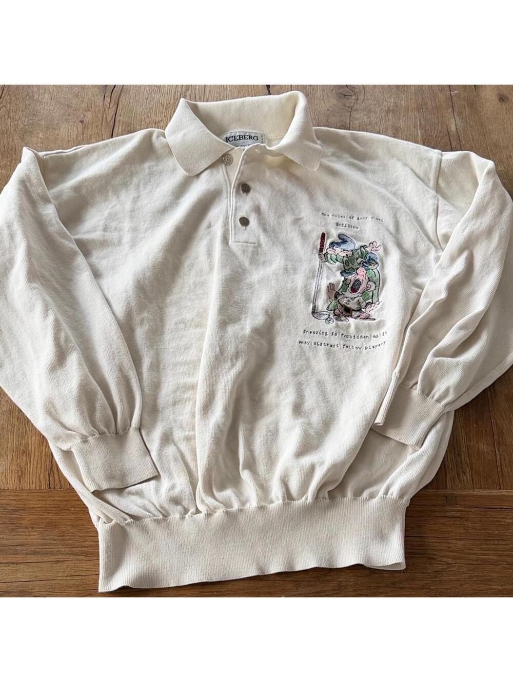 Vintage Iceberg Cream Cartoon Embroidered Sneezing